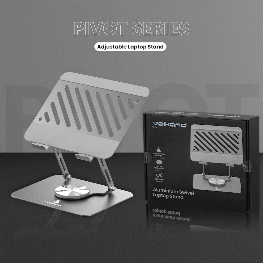 Volkano Pivot Multifunctional Swivel Adjustable Aluminium Laptop Stand | VK-8149-SL