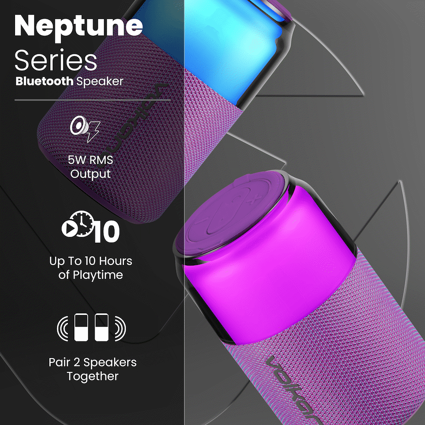 Volkano Neptune Bluetooth Wireless Speaker - Purple | VK-3004-PR