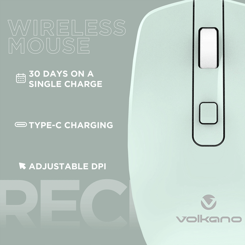 Volkano Granite Series Rechargeable Wireless Mouse - Green | VK-20196-GR