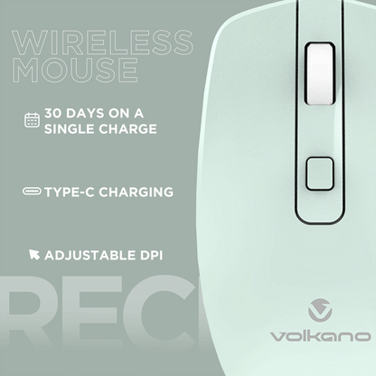 Volkano Granite Series Rechargeable Wireless Mouse - Green | VK-20196-GR