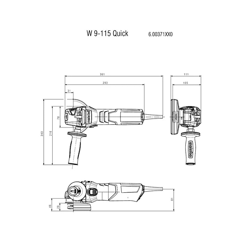 Metabo W 9-115 Quick Angle Grinder 115mm, 900W | 600371000