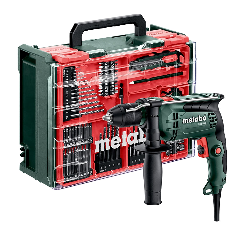Metabo SBE 650 Set Impact Drill 650W & 78-Piece Accessory Set with Carry Case | 600742710