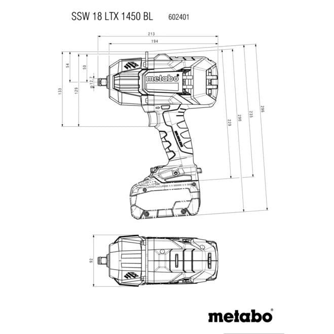 Metabo SSW 18 LTX 1450 BL Cordless Impact Wrench (Tool Only) | 602401840
