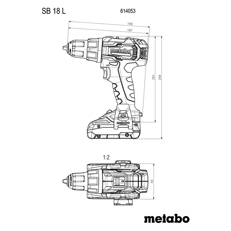 Metabo SB 18 L Set Cordless Combi Drill 2.0Ah Kit & 78-Piece Accessory Set with Carry Case | 614053710