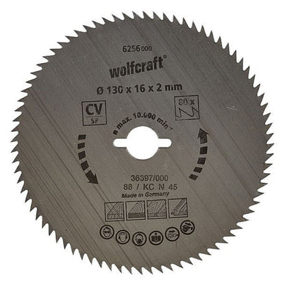 Wolfcraft 1 Cr-V Steel Circular Saw Blade, D130MM X B16MM X K2.0MM - T80 | 6256000