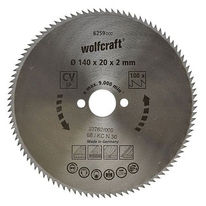Wolfcraft 1 Cr-V Steel Circular Saw Blade, D140MM X B20MM X K2.0MM - T100 | 6259000