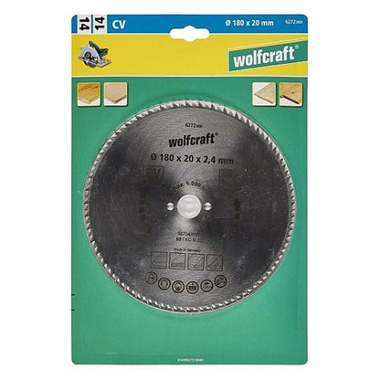 Wolfcraft 1 Cr-V Steel Circular Saw Blade, D180MM X B20MM X K2.4MM - T100 | 6272000