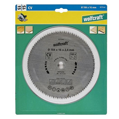Wolfcraft 1 Cr-V Steel Circular Saw Blade, D184MM X B16MM X K2.4MM - T100 | 6273000