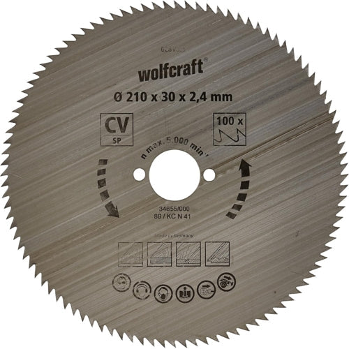 Wolfcraft 1 Cr-V Steel Circular Saw Blade, D210MM X B30MM X K2.4MM - T100 | 6281000