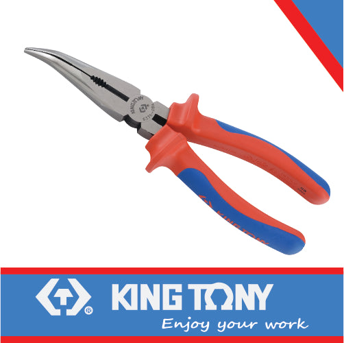 KING TONY PLIERS BENT NOSE 200MM VDE 1000V | 6336 08A