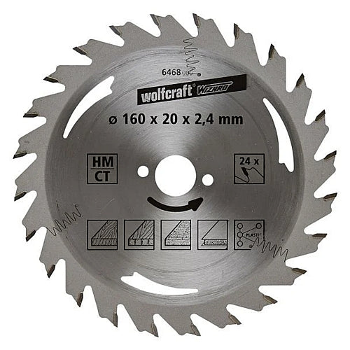 Wolfcraft Silver Series Circular Saw Blade, 160MM X B20MM X 2.4MM - 24T | 6468000