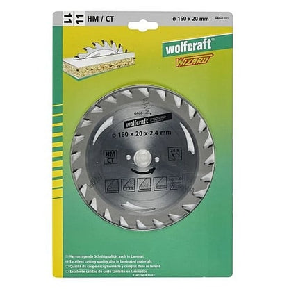 Wolfcraft Silver Series Circular Saw Blade, 160MM X B20MM X 2.4MM - 24T | 6468000