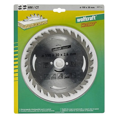 Wolfcraft Silver Series Circular Saw Blade, 190MM X B30MM X 2.6MM - 28T | 6477000