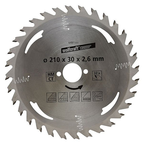 Wolfcraft 1 TCT Circular Saw Blade, D210MM X B30MM X K2.6MM - 32T | 6481000