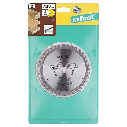 Wolfcraft 1 TCT Circular Saw Blade, D130MM X B16MM X K2.4MM - 18T | 6730000