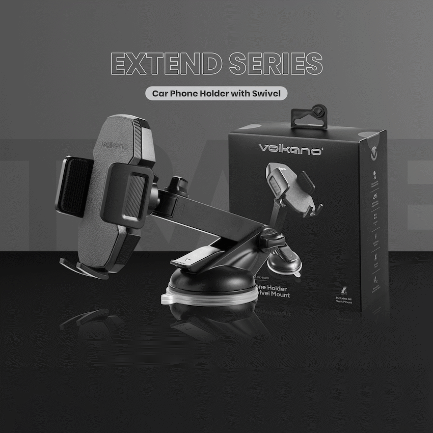 Volkano Extend Series Car Phone Holder with Swivel | VK-5020-BK[V2]