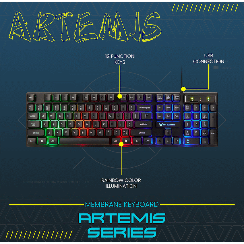 VX Gaming Artemis series 3-in-1 Combo KB, Mouse, Mousepad | VX-144-BK[V2]