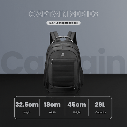 Volkano Captain 15.6" Laptop Backpack - Black | VK-9192-BK