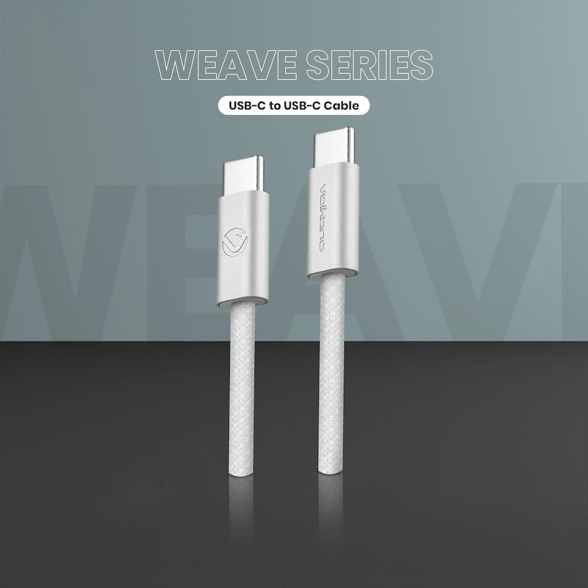 Volkano Weave Series 60w USB C to USB C 1.2m-White | VK-30260-WT