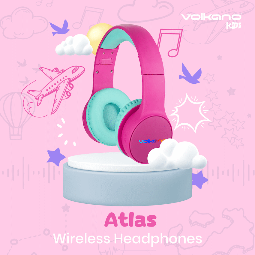 Volkano Kids Atlas Bluetooth Padded Headphones with dB Switch Function | VK-9938-PK