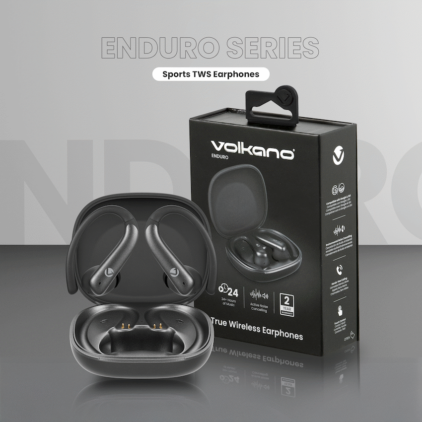 Volkano Enduro Series ANC Sports TWS  Earphones - Black | VK-1142-BK
