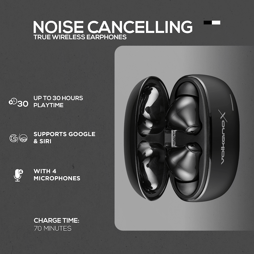 VolkanoX VXT200S Hybrid ANC TWS Earphones - Black | VKX-1119-BK