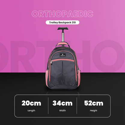 Volkano Orthopaedic Trolley Backpack 27L - Dark Grey/Pink | VK-7094-DGRPK