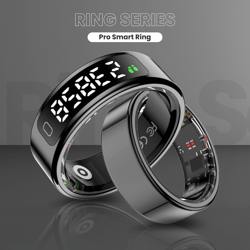 Volkano Ring Series Ring Pro Smart Ring with Charging Case - 19mm | VK-5099-L-BK