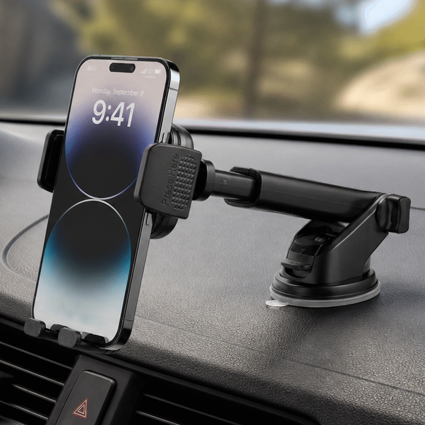 Volkano Secure Series Car Vent, Dash & Windshield Mount Phone Holder - Black | VK-5306-BK