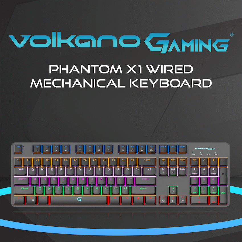 Volkano Gaming Phantom X1 Wired Mechanical keyboard with RGB lighting | VG-208-BK