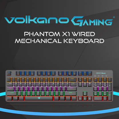 Volkano Gaming Phantom X1 Wired Mechanical keyboard with RGB lighting | VG-208-BK
