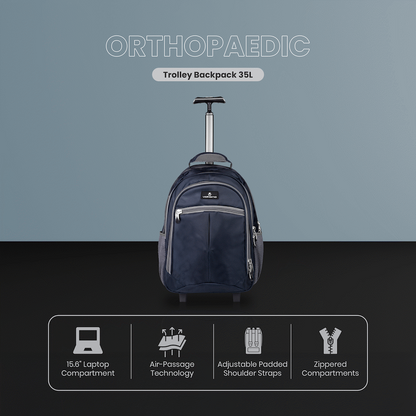 Volkano Orthopaedic Trolley Backpack 27L - Navy/Grey | VK-7094-NVGR
