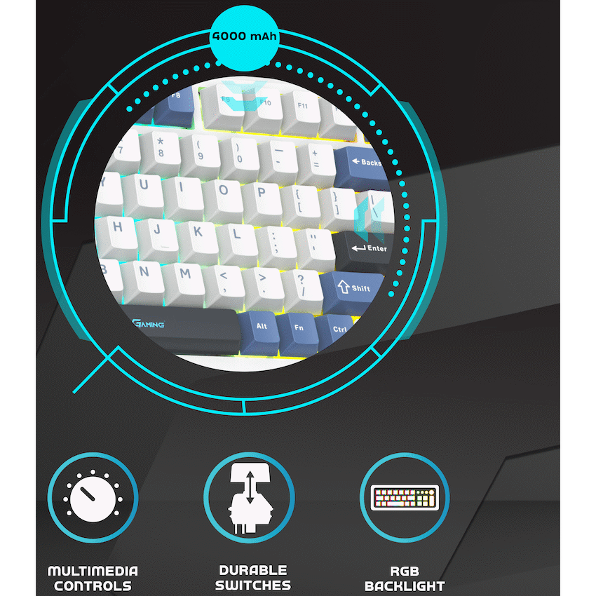 Volkano Gaming Phantom X2  TKL Mechanical Tri-Mode Wireless Keyboard | VG-209-BK