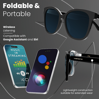 Volkano Sonique Series Bluetooth Audio Glasses - Dark Lenses | VK-80001-BK