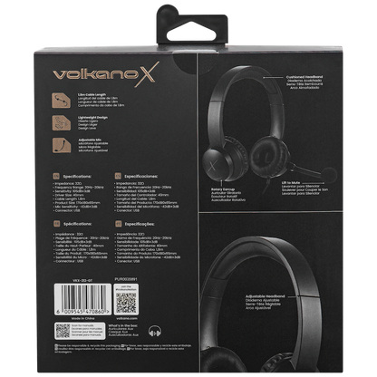 VolkanoX Chat Mk2 Series Wired USB Headset - Graphite | VKX-212-GT