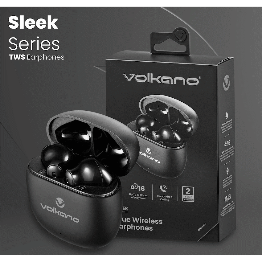 Volkano Sleek Series TWS Earphones - Black | VK-1153-BK