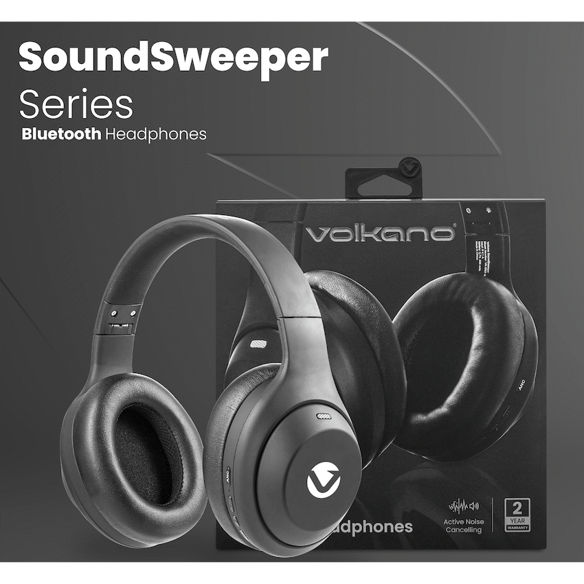 Volkano SoundSweeper Series Active Noise Cancelling bluetooth Headphones - Black | VK-2027-BK
