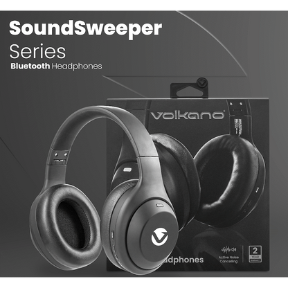 Volkano SoundSweeper Series Active Noise Cancelling bluetooth Headphones - Black | VK-2027-BK
