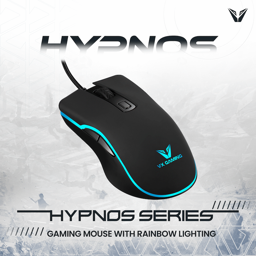 VX Gaming Hypnos Series Gaming Mouse with Rainbow Lighting | VX-210-BK