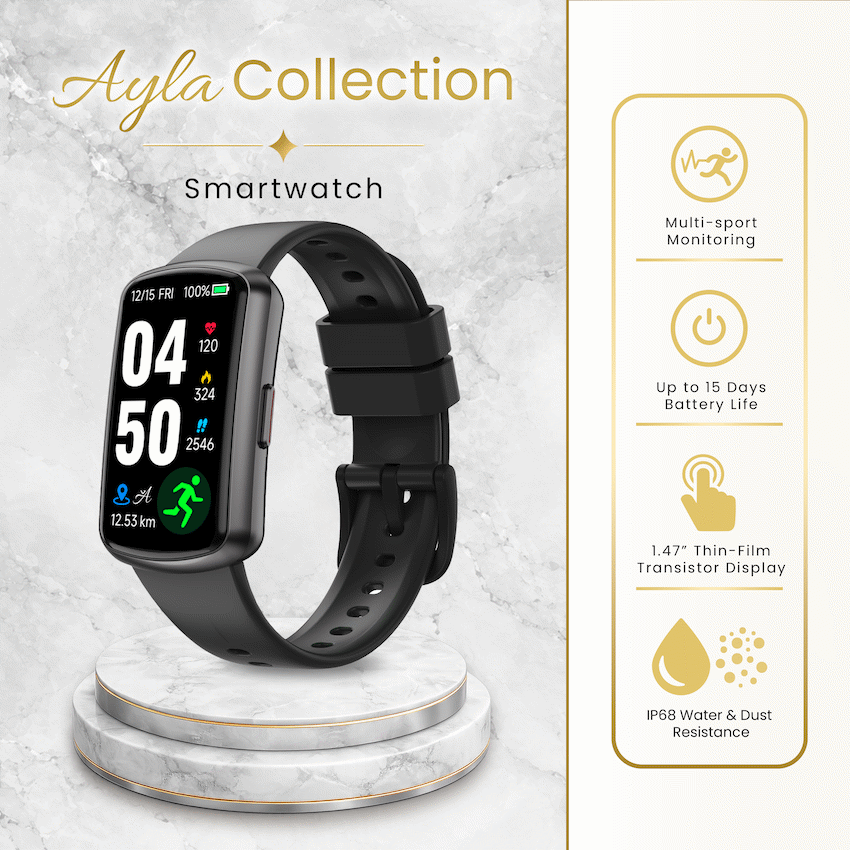 Volkano Ayla Collection Fitness Smartwatch - Black | VAC2-5103-BK
