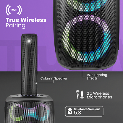 Volkano Vegas Series Dual 6.5" Tower Speaker | VK-3903-D65-BK