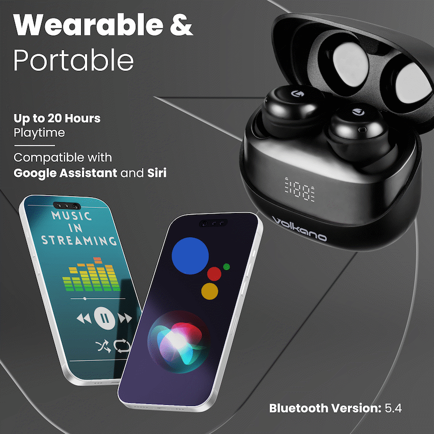 Volkano Aspen True Wireless Earphones - Black | VK-1160-BK