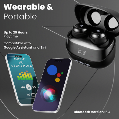 Volkano Aspen True Wireless Earphones - Black | VK-1160-BK