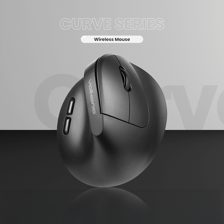 Volkano Curve Series Ergonomic Bluetooth Wireless mouse - Black | VK-20305-BK