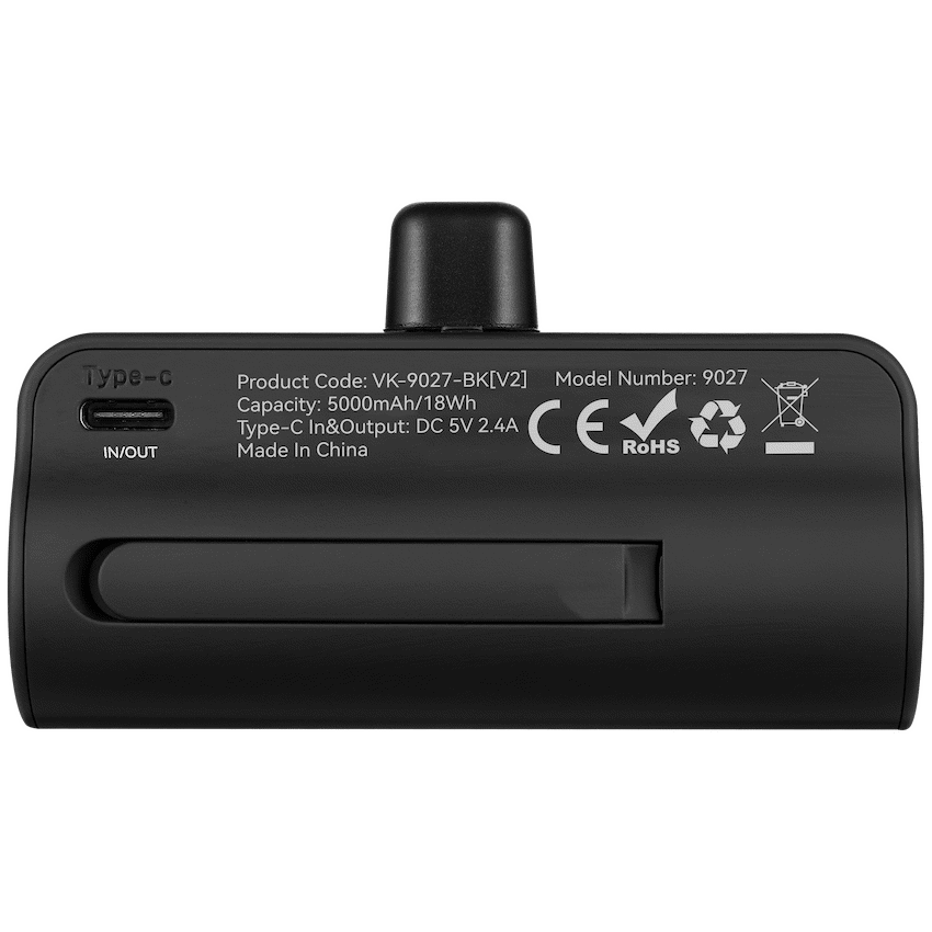 Volkano Relief Pro Power Bank - 5000mAh Type-C Direct Plug-In | VK-9027-BK[V2]