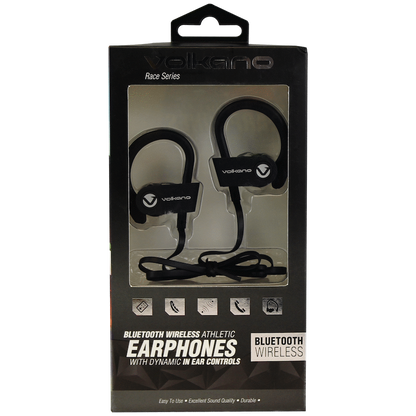 Volkano Race Series Bluetooth Sport Earhook Earphones - Black | VK-1008-BK