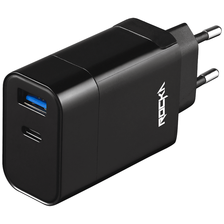 Rocka Rapid Series QC3.0 + PD Wall Charger, 18w, with Cable | RK-8039-BK
