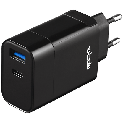 Rocka Rapid Series QC3.0 + PD Wall Charger, 18w, with Cable | RK-8039-BK