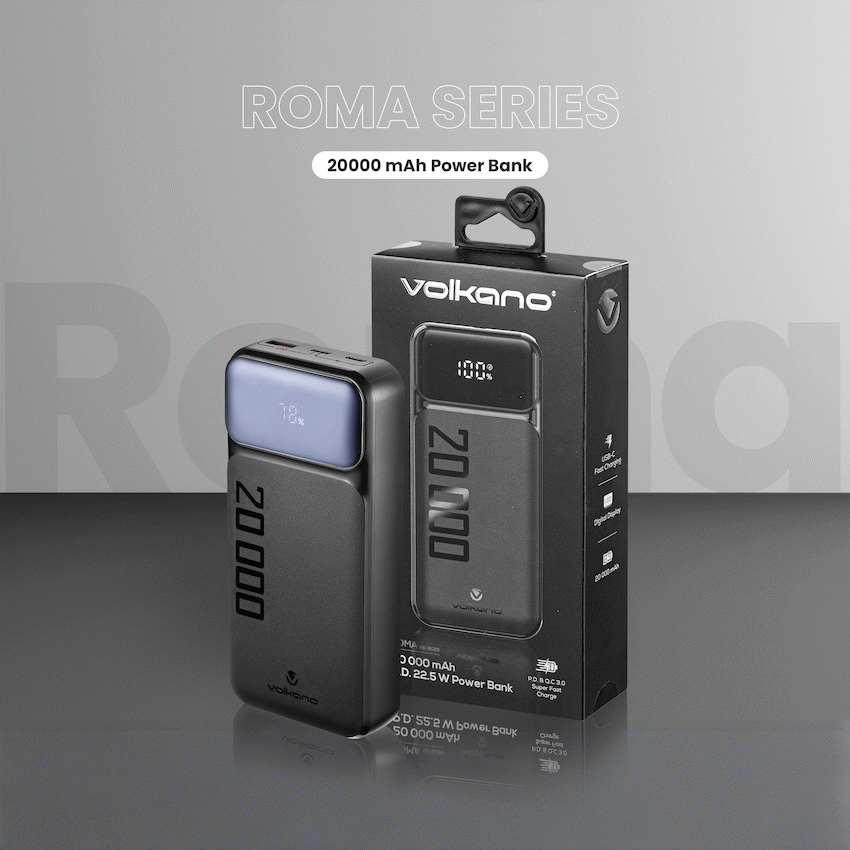 Volkano Roma Series 20000mah PD 22.5w Power Bank | VK-9025-BK