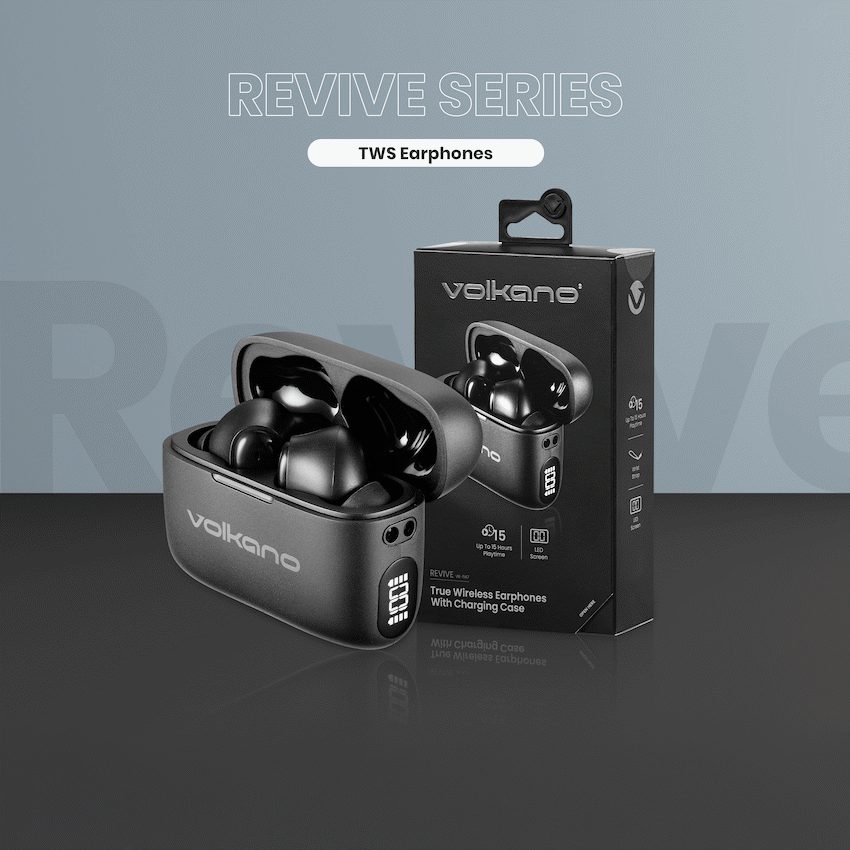 Volkano Revive Series TWS Earphones - Black | VK-1147-BK